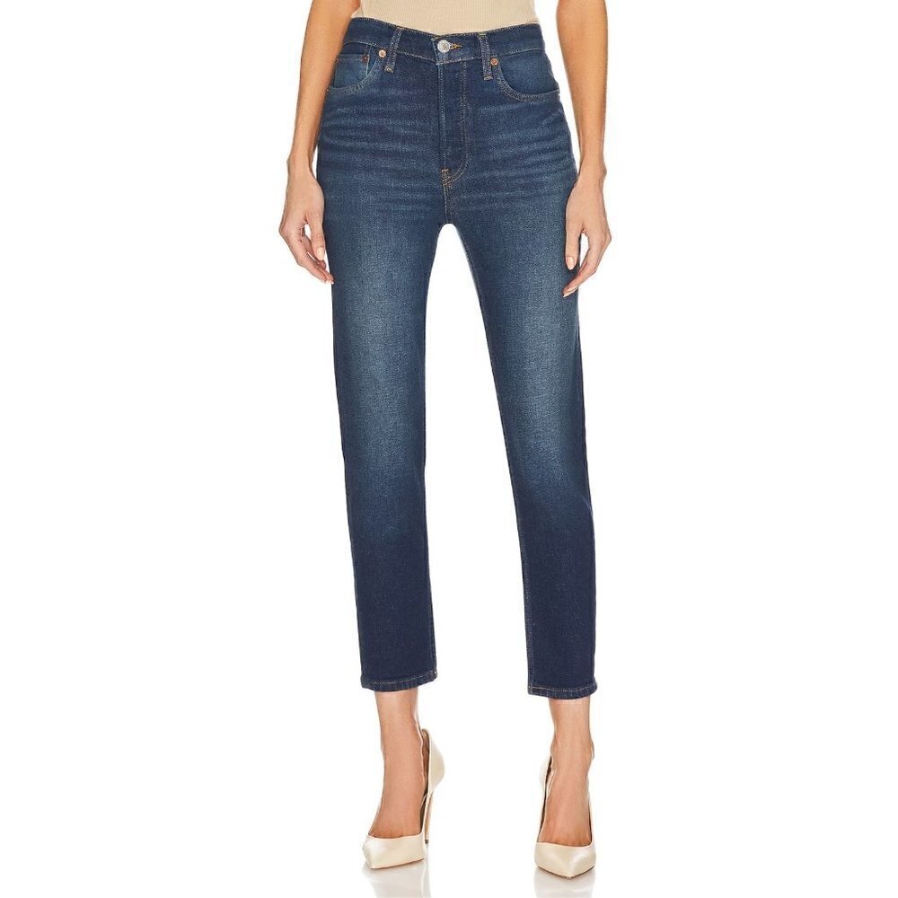 Re/Done Originals High Rise Ankle Crop Dark Womens Size 26